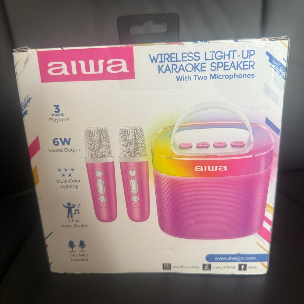 Pink and Yellow Wireless Karaoke Speaker with Microphones